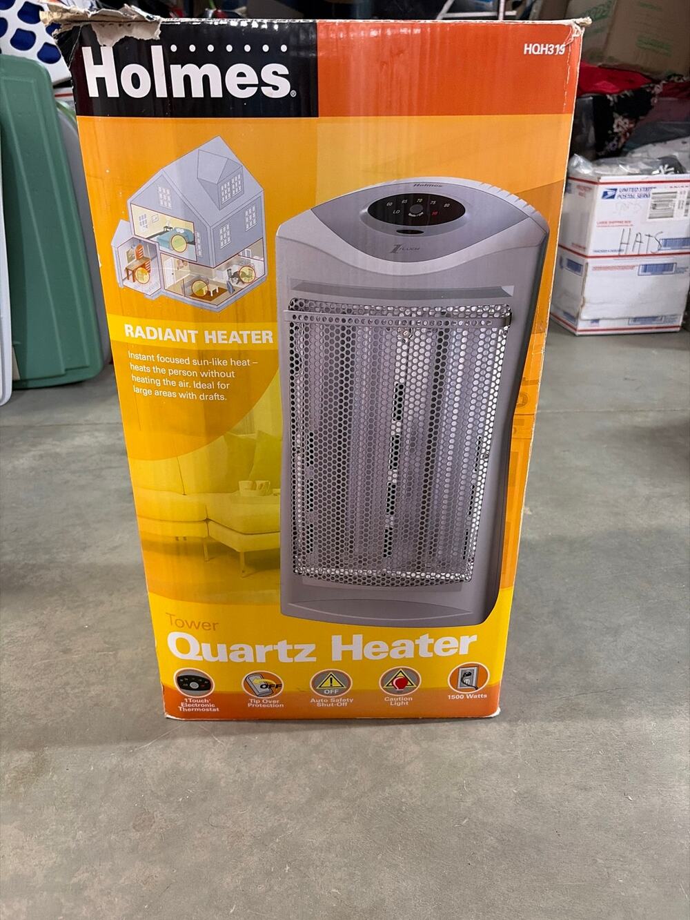 Holmes Tower Quartz Heater HQH307 1500W Electric Space Heater Radiant MaxFlow